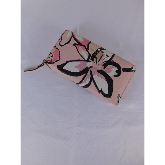 Kate Spade Wallet Womens One Size Pink Floral Zip Around Wristlet Clutch